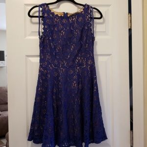 LIKE NEW Royal blue lace overlay fit & flare dress